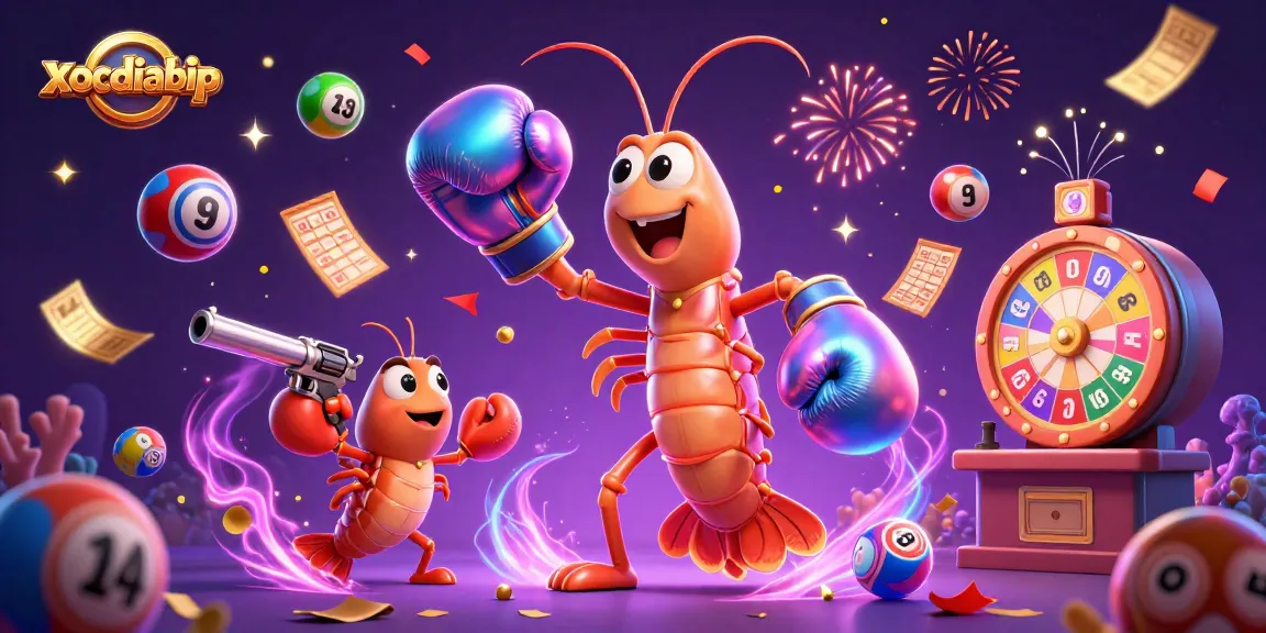 xocdiabip celebrates with vibrant lottery elements in a dynamic 3D gambling scene.