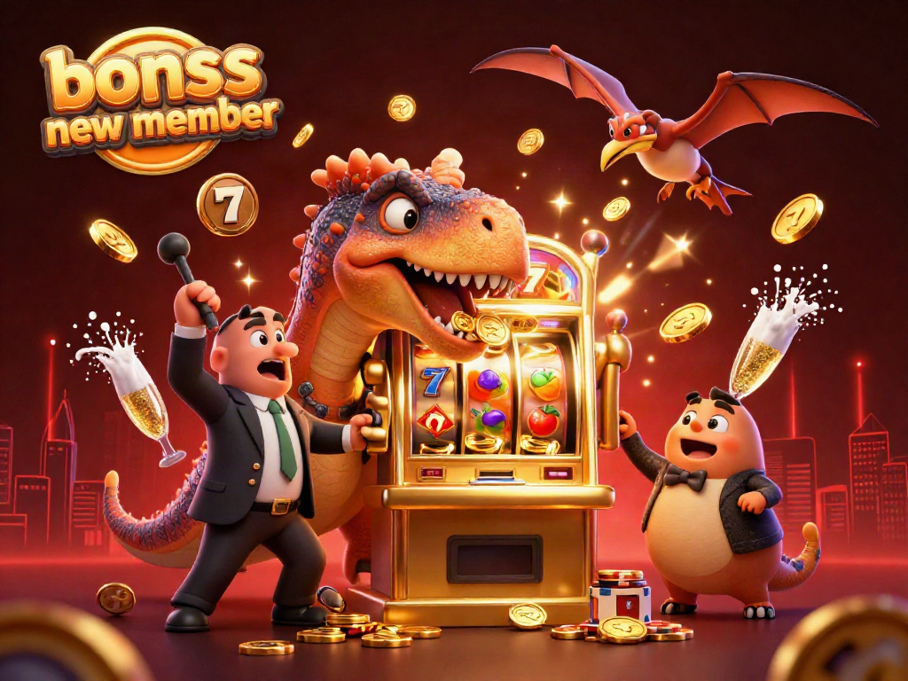 Catch the excitement of winning with the bonus new member celebration, featuring vibrant characters and thrilling slot action.