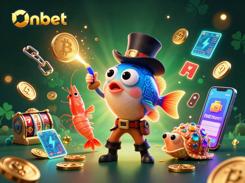 Join Onbet to win golden coins in a vibrant underwater casino adventure with a top hat anglerfish.