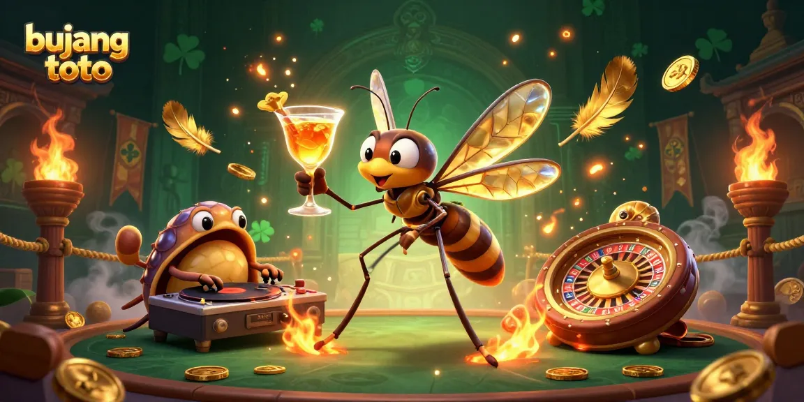 Engage in exciting gambling action with bujang toto illustrated as vibrant characters and elements.