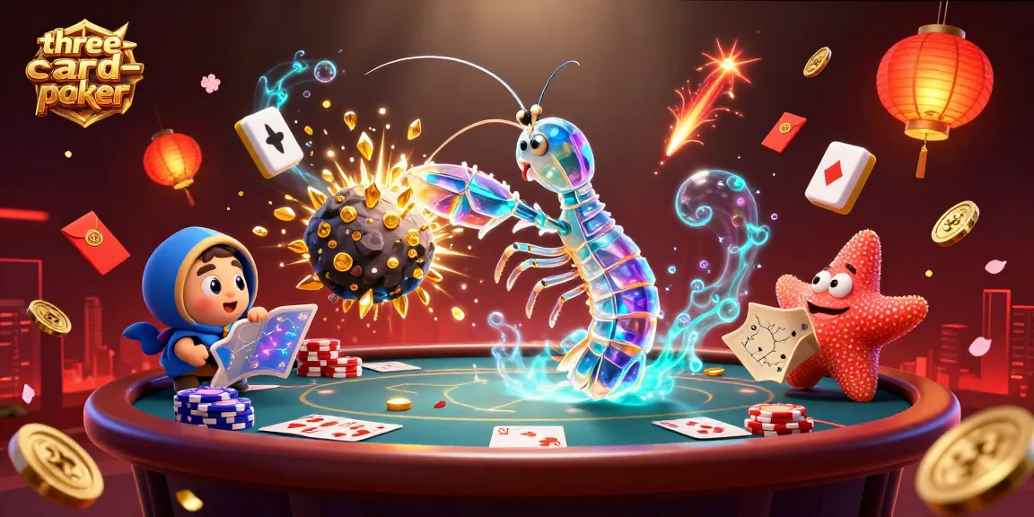 Enhance your three-card-poker skills with strategies illustrated by a vibrant 3D gaming scene.
