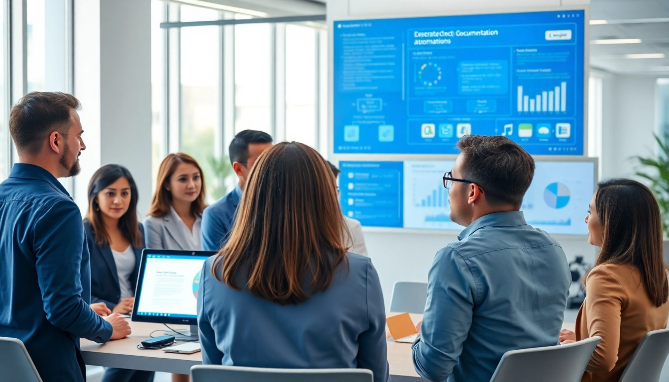Team collaborating on federal contract documentation automation with digital workflows and compliance.