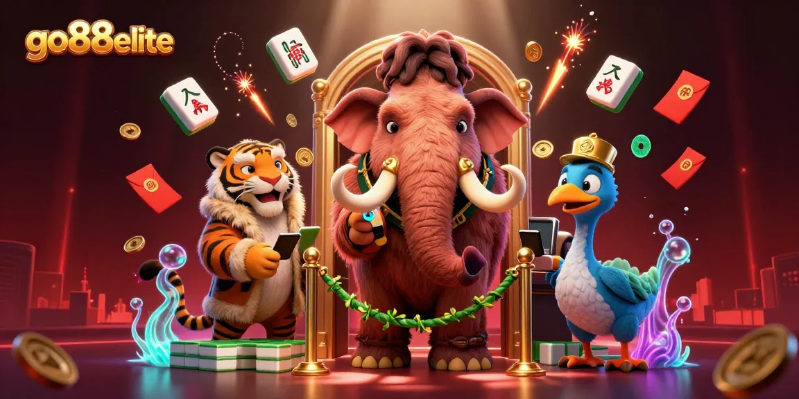 Experience vibrant gaming at go88elite with vivid characters and festive decorations in a casino scene.